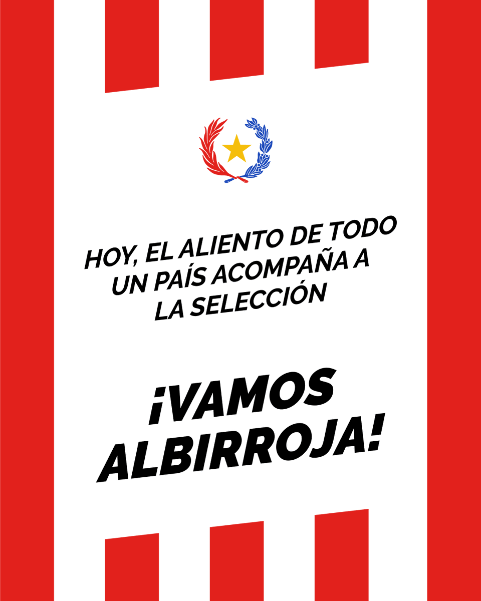 Inap_py's tweet photo. 🇵🇾 | Hoy nos une una misma pasión y un mismo sueño.

Desde cada rincón del país alentamos a nuestra Selección con la convicción de que juntos somos más fuertes. ❤️🤍❤️

¡Vamos, Albirroja! 💪⚽🇵🇾 #VamosParaguay https://t.co/Z9IWTDwu9m