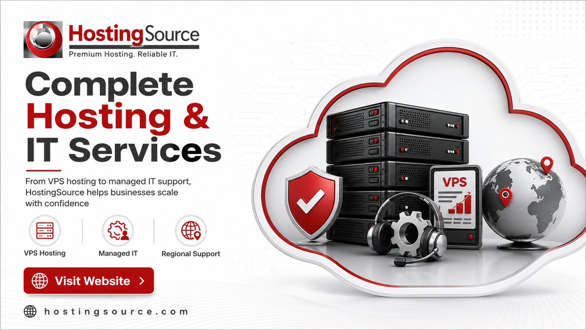 HostingSourceX's tweet photo. From VPS hosting to managed IT support, HostingSource helps businesses build secure, scalable, and reliable technology systems for long-term growth.
https://t.co/TsfnqtIpyi
#HostingServices #ITServices #VPSHosting #ManagedIT #CloudHosting #BusinessTechnology #HostingSource https://t.co/ujk3h5hv3Y