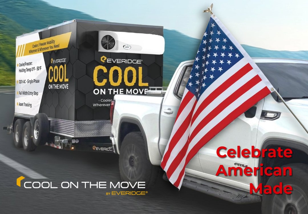 EveridgeBrands's tweet photo. From festivals to pop-up kitchens, #CoolontheMove keeps food safe, cold, &amp; ready to serve. 
🚚 Mobile. Reliable. Ready to roll. 
Celebrate Made in America🇺🇸
Order before July 4th, Deliver before July 31st &amp; get a Free American Flag!
#EventRefrigeration #Everidge https://t.co/aRG3JdDBXo