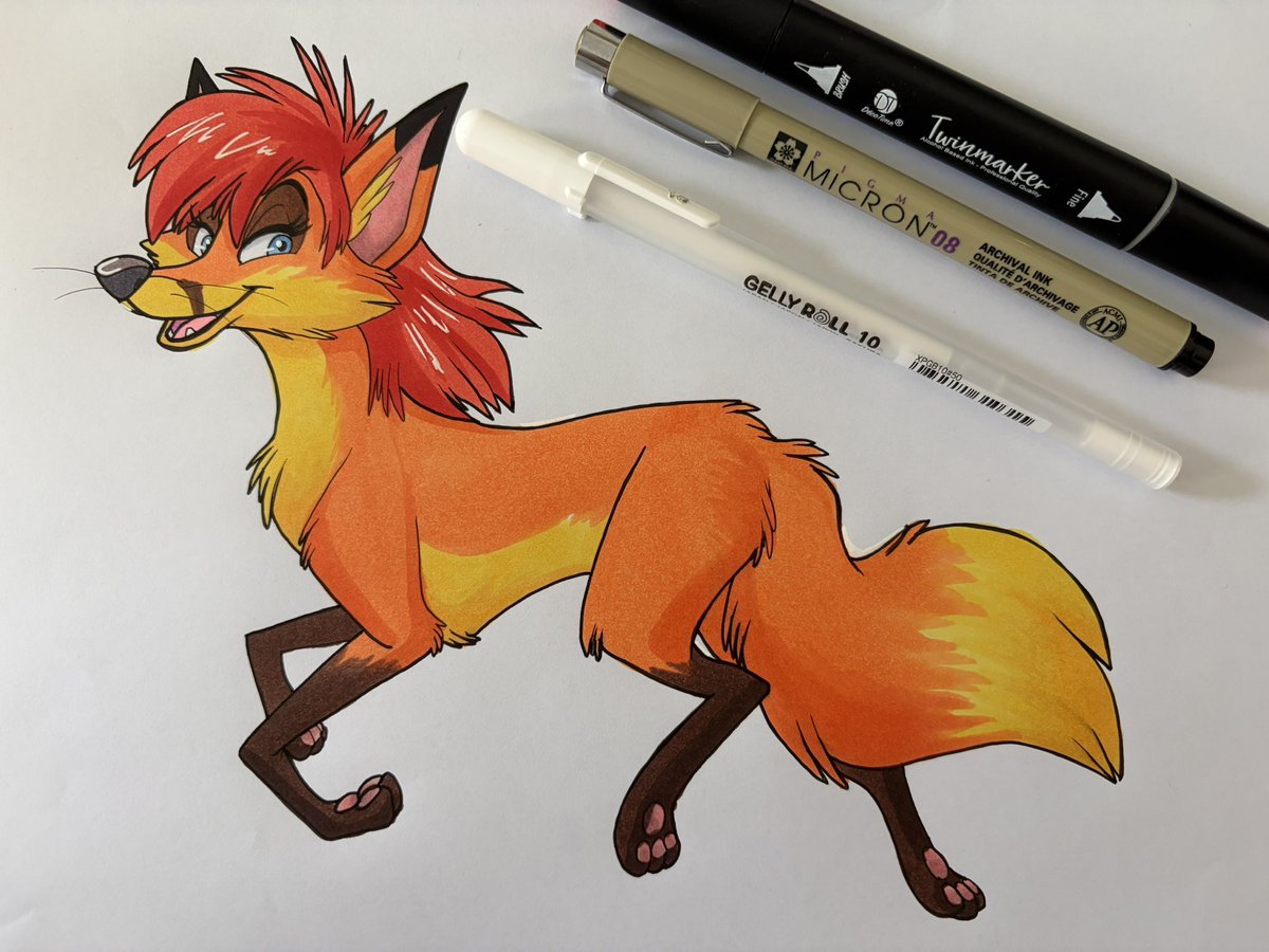 KelFoxie's tweet photo. All coloured! I haven’t coloured with alcohol markers in a while, it was a lot of fun to use them again! https://t.co/SCajvJbEF1