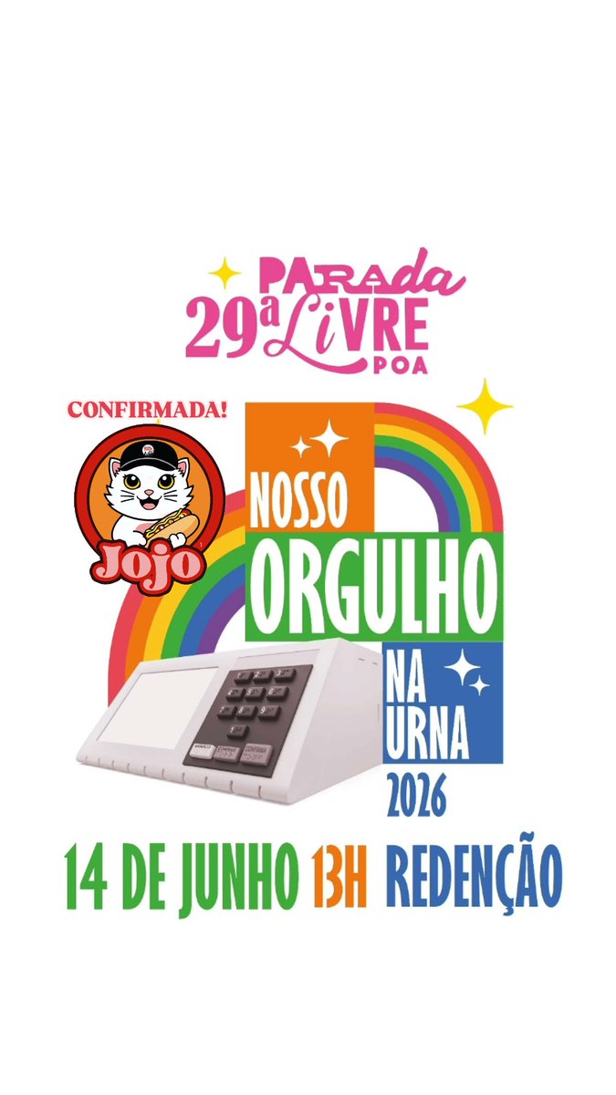Botechno's tweet photo. Convocação geral! 🎉 Agora é oficial: Jojo Food Truck na 29ª Parada Livre de Porto Alegre. 

Neste domingo, a partir das 13h tem início este marco com diversas atrações entre shows, djs, feiras, gastronomia e mais.
#parada #paradalivre #paradalivrepoa #lgbtcommunity #lgbtqia https://t.co/VxUB3dJpyD