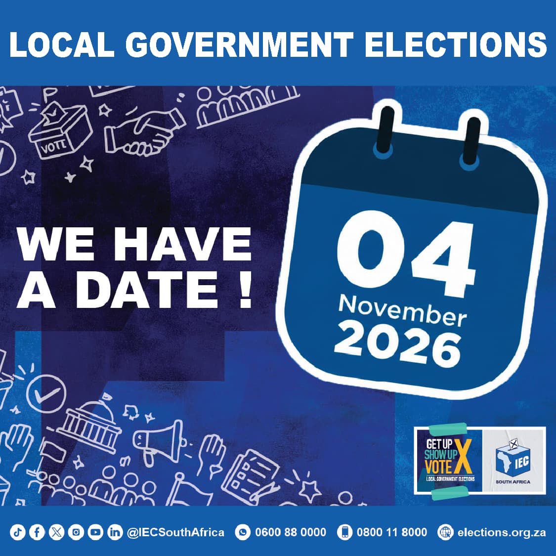 GovernmentZA's tweet photo. Your vote starts with registration. Register today in just a few simple steps 🔗https://t.co/Mm86aSwD80
#LGE2026 #RegisterToVote #GetUpShowUpVote #GovZAUpdates https://t.co/S7VeNMu1UM