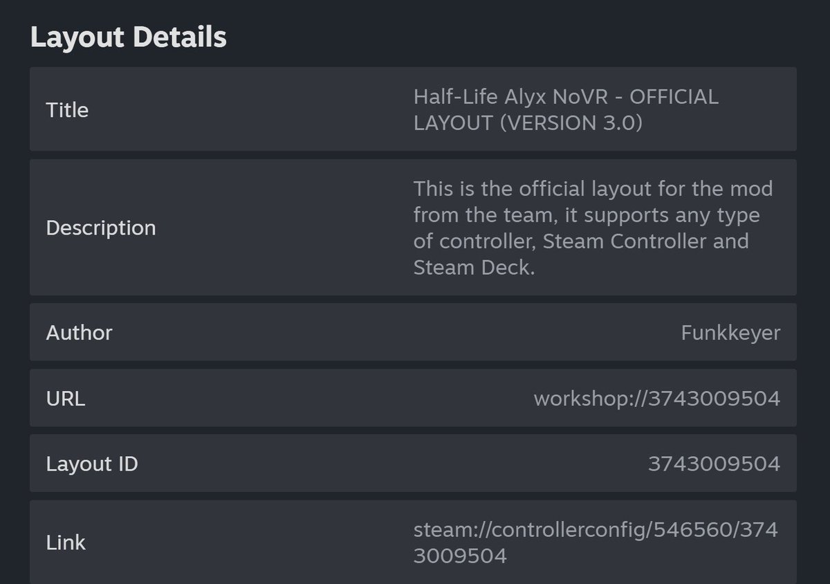 HL_Alyx_NoVR's tweet photo. The updated controller layout for Half-Life Alyx NoVR has been updated to 3.0 with Steam Controller support!

Link to the layout in reply! https://t.co/1yC0795BI4