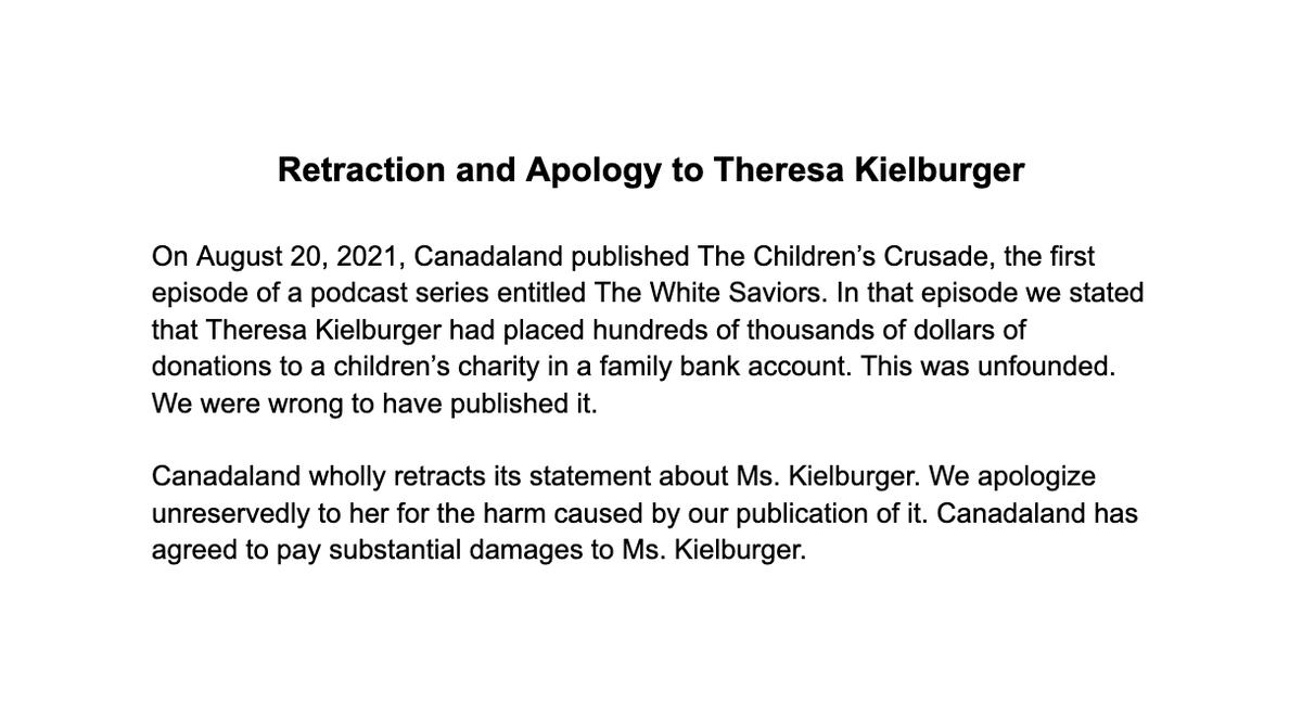 JesseBrown's tweet photo. I made an error in our reporting about Theresa Kielburger. https://t.co/r2WgVBxw6C