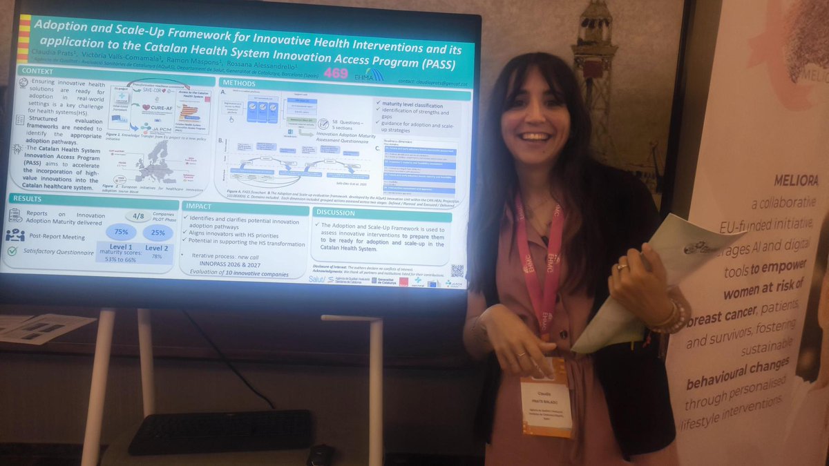 AQuAScat's tweet photo. @EHMAConference @sergi_sc97 @EspallarguesM @EHMAinfo @EricaMartinezSo 💡 L'Àrea d'Innovació d'#AQuAS també ha estat representada a l'#EHMC2026 amb la presentació dels pòsters de Claudia Prats i Olman Elizondo sobre el programa #PASS per a l'adopció de la innovació al sistema de salut de Catalunya i sobre compra pública d'innovació, respectivament. https://t.co/TOSGGrKono