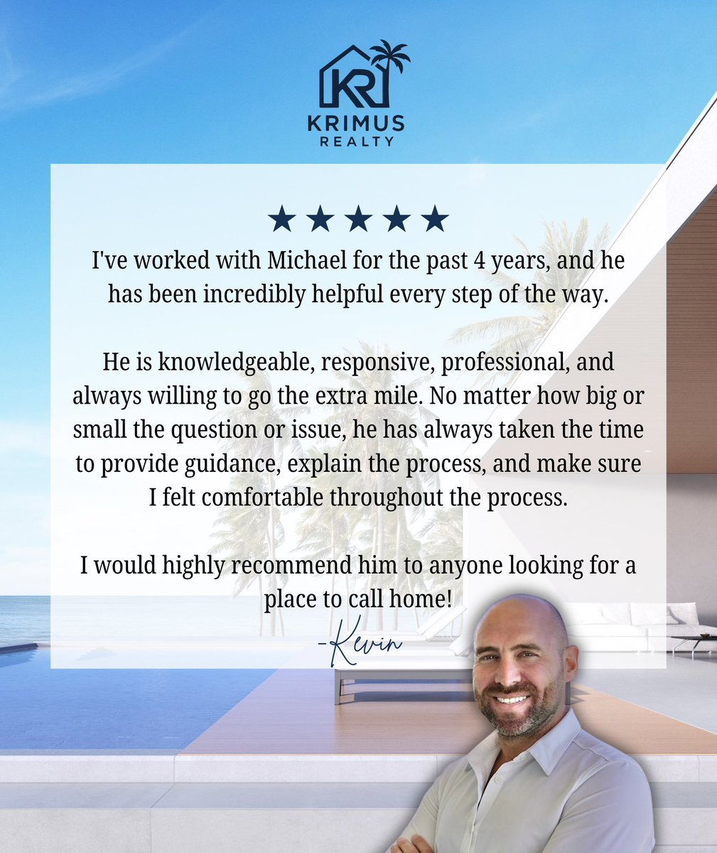 KrimusRealty's tweet photo. Nothing means more than hearing from happy clients.

We’re grateful for the trust our clients place in us and proud to guide them through every step of the buying, selling, and rental process.
 DM Krimus Realty to get started. 

#southfloridabroker #miamirealestate https://t.co/gXTR59Ag5A