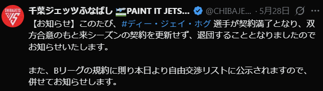 hoopholic_blog's tweet photo. チャン千葉は、残したかった選手と、残そうとしなかった選手に対するリリースをちゃんと変えるので、情報量が多くてファンとして有難い側面もあるが、性格の悪い僕でも後者のリリース文は流石にウッ…と来るものがある https://t.co/Qe7lRPFdWB