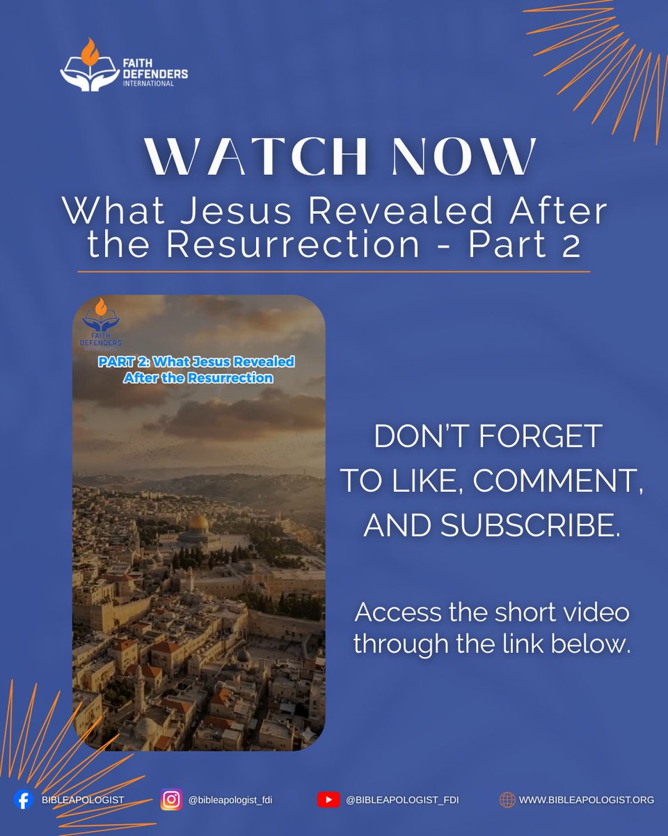 BibleApologist_'s tweet photo. What did Jesus reveal to His disciples after His resurrection?

Part 2 uncovers how the Law, the Prophets, and the Messiah's mission reveal God's plan of salvation.

📖 Watch now: https://t.co/t0zdsWRQ6O

💬 What are your thoughts?

#BibleProphecy #JesusChrist #BiblicalTruth https://t.co/69GE6geJES