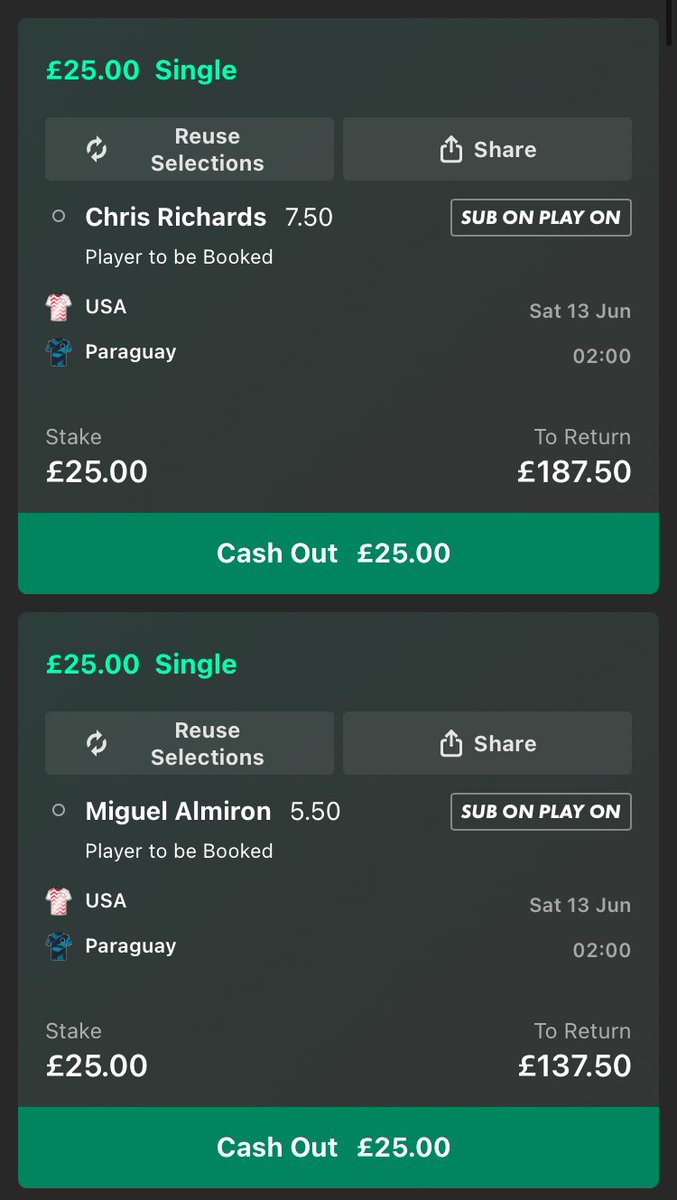 LockCityBets0's tweet photo. 🏆USA vs Paraguay🏆

Richard’s drops from 7.5 to 5 so I’m going to post before he drops even more ( still taking him at 5 👍)

Richard’s averages 0.48 cards P90 for USA 🟨

Almiron averages 0.27 cards P90 for Paraguay and is good value at 5.5🟨

Diego Gomez loves cards in the prem so adding him in the treble

1U singles 
0.5U double 
0.25U treble