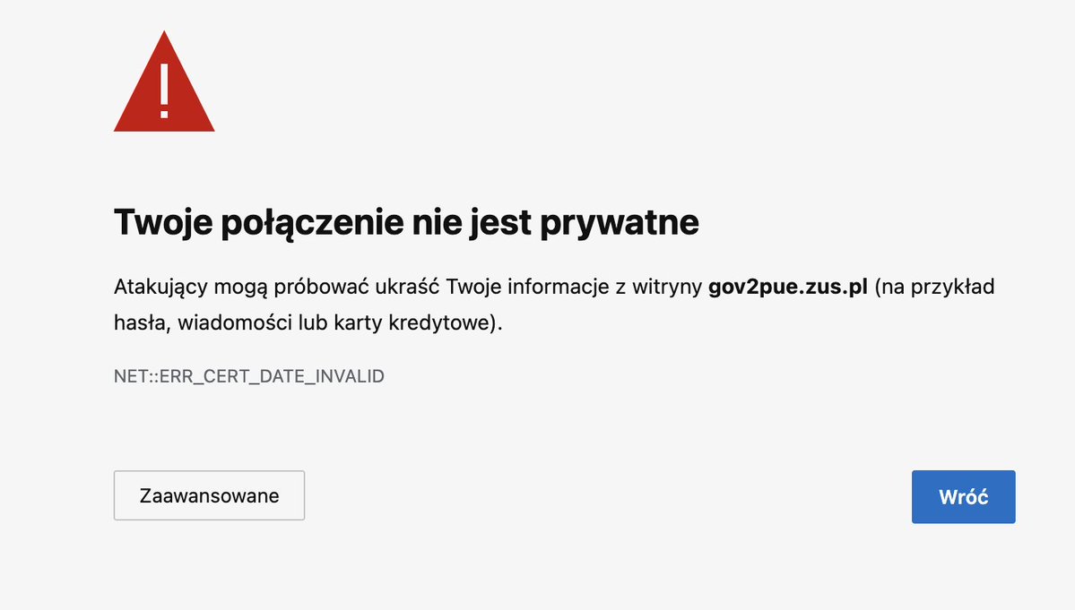 kwojt's tweet photo. Ktoś w ZUS zapomniał odnowić cerytikatów... https://t.co/lyABz5I338