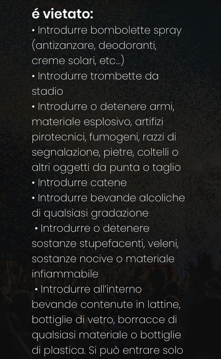 iamhalseyitalia's tweet photo. ‼️ Per chi verrà al concerto di Milano:
Ecco tutto ciò che non è consentito portare sul luogo del concerto https://t.co/Kkxeyxdffr