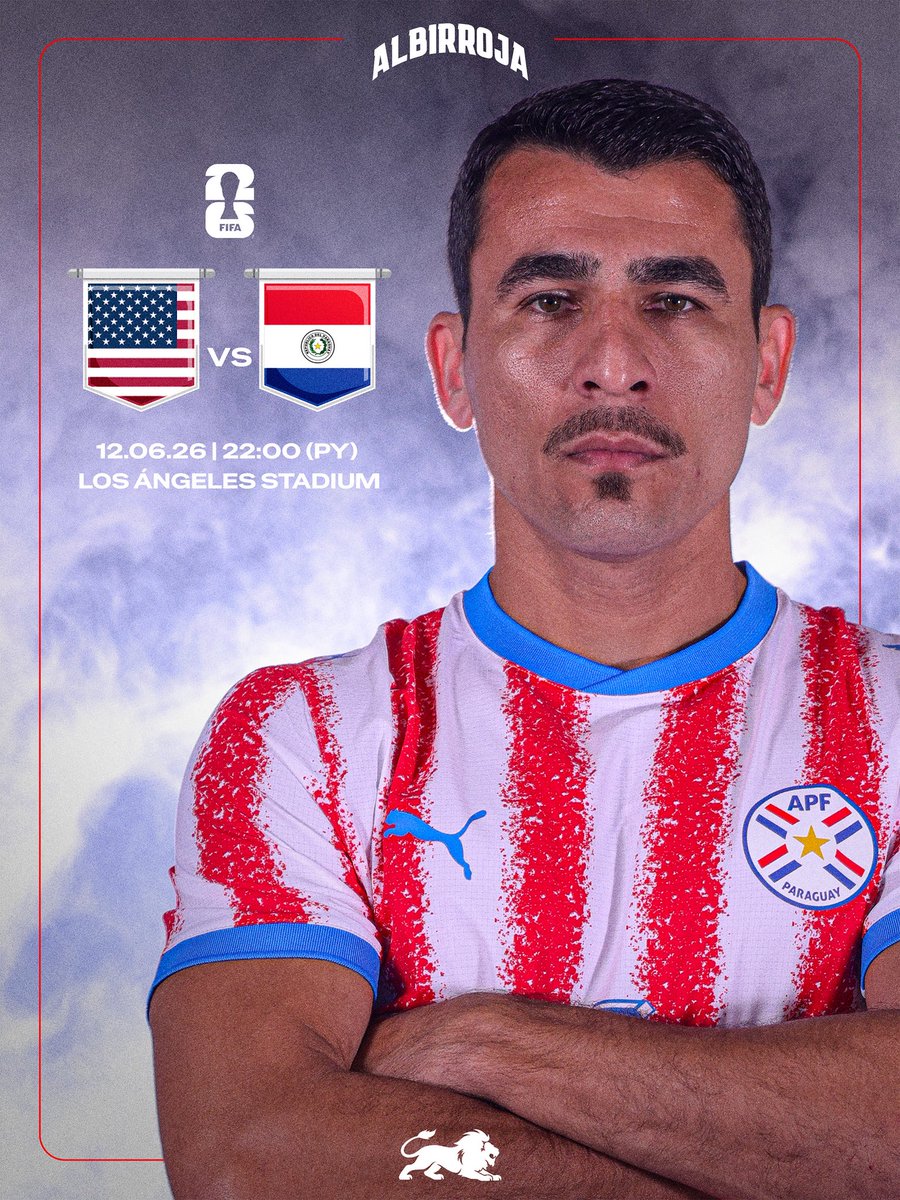 Albirroja's tweet photo. El día más esperado por millones de corazones. 

¡Juega la #Albirroja!

🇵🇾🆚 🇺🇸 
🏆 @FIFAWorldCup 2026 - Grupo D 
🏟️ Los Angeles Stadium 
🕙 22:00 h 

📺 @SomosGEN | @trecepy | @somospopupy | @Unicanal 

¡VOLVIMOS AL MUNDIAL! 

#VamosParaguay https://t.co/DeRrqtljf7