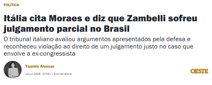 marinahelenabr's tweet photo. Até os italianos perceberam o óbvio: que a vítima não poderia ser também o juiz. https://t.co/qhvoZrSedp