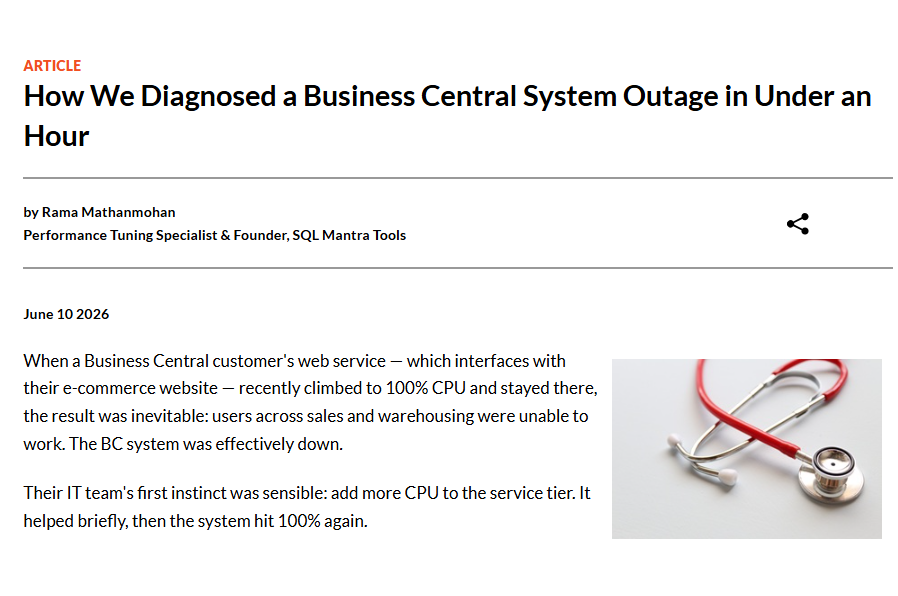 msdynamicsworld's tweet photo. How We Diagnosed a #BusinessCentral System Outage in Under an Hour. 
https://t.co/kCEi5fuHjh https://t.co/xc8PtrnWic