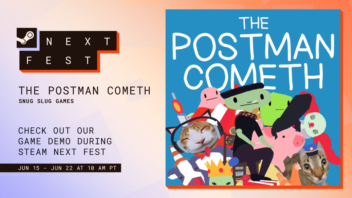 SnugSlugGames's tweet photo. @BayVenta If you want to explore a strange little town with some weirdo villagers, check out our "comedy" game:  The Postman Cometh.

https://t.co/agUzCTTqLq https://t.co/wK2teodNLs