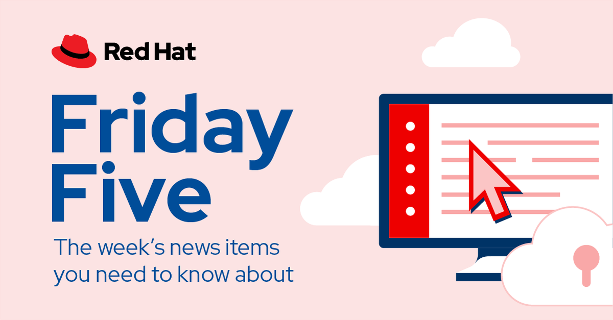 RedHat's tweet photo. It’s Friday, which means it’s time to level up your weekend reading list. 📚

This week’s Friday Five features a curated mix of the latest in enterprise AI, automation updates, open-source security, and foundational tech insights.

Catch up on the top stories shaking up the industry and stay ahead of the curve. https://t.co/a3YwcxMddg