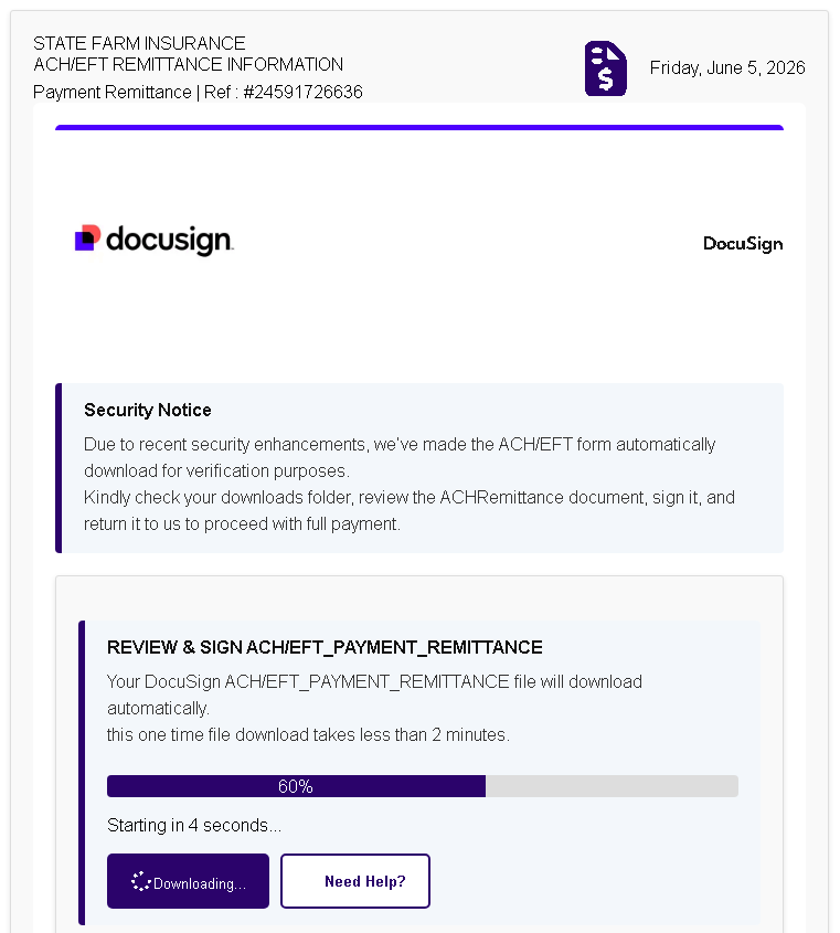 vmray's tweet photo. 🔥 Alert: Weaponizing Overlord RAT — open-source Golang RAT in DocuSign-themed phishing

🔗  Report: https://t.co/u60FKomOjF

We have recently spotted a phishing campaign, which utilizes a new, open-source malware called OverlordRAT written in Go.

The chain starts with a malicious URL, which points to a domain impersonating the logistics company Global-Merx. The URI resource - utility.php - mimics an official DocuSign page and uses embedded JavaScript to trick victims into downloading a document of ACH Remittance payment, which is a malicious MSI installer, but we’ve seen the payload getting changed recently. The installer embeds a DLL stager and gets called via the CustomAction table of the fake Microsoft DirectX Runtime MSI installer. The DLL finally injects its payload to werfault.exe, decrypts the final stage Overlord RAT payload with XOR (0xA9) and executes it.

The use of Overlord RAT again reinforces our previous findings that actors are always on the lookout for adopting new tools in their attack arsenal.

🔑  Takeaways:

- URL → DocuSign phishing → MSI → DLL → EP injection (werfault.exe) → XOR (0xA9) → Overlord RAT
- MSI and DLL disguised as Microsoft DirectX Runtime files, embedded payload called via CustomAction table
- DLL stager injects to werfault.exe, decrypts Overlord RAT payload with XOR key 0xA9
- The open-source Overlord RAT handles encrypted WebSocket traffic, provides HTTPS, JWT, RBAC and MFA authentication, flexible remote desktop streaming (WebRTC, MediaMTX) and supports Windows, Linux and macOS platforms
