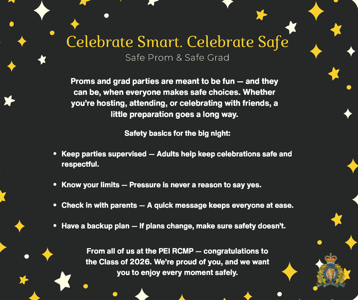 RCMPPEI's tweet photo. #safeprom #safegrad #peircmp https://t.co/I6XRHgjAaT