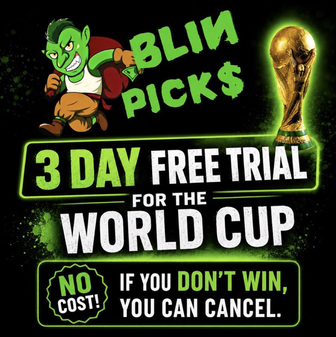 colvinbrown_'s tweet photo. 🍀BIGGEST OPPORTUNITY of the YEAR

🚨3 DAY FREE TRIAL FOR THE WORLD CUP 🏀⬇️

https://t.co/trAbJU33cB

JOIN FOR FREE &amp; CAN CANCEL ANYTIME

#GamblingX #Prizepicks #eSports https://t.co/Z55HlMrBNl