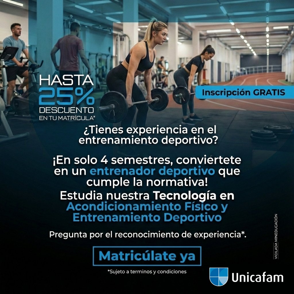 unicafam's tweet photo. 🏋️‍♂️💪 Convierta su experiencia en una oportunidad para crecer profesionalmente. https://t.co/yEV6UZmAJq