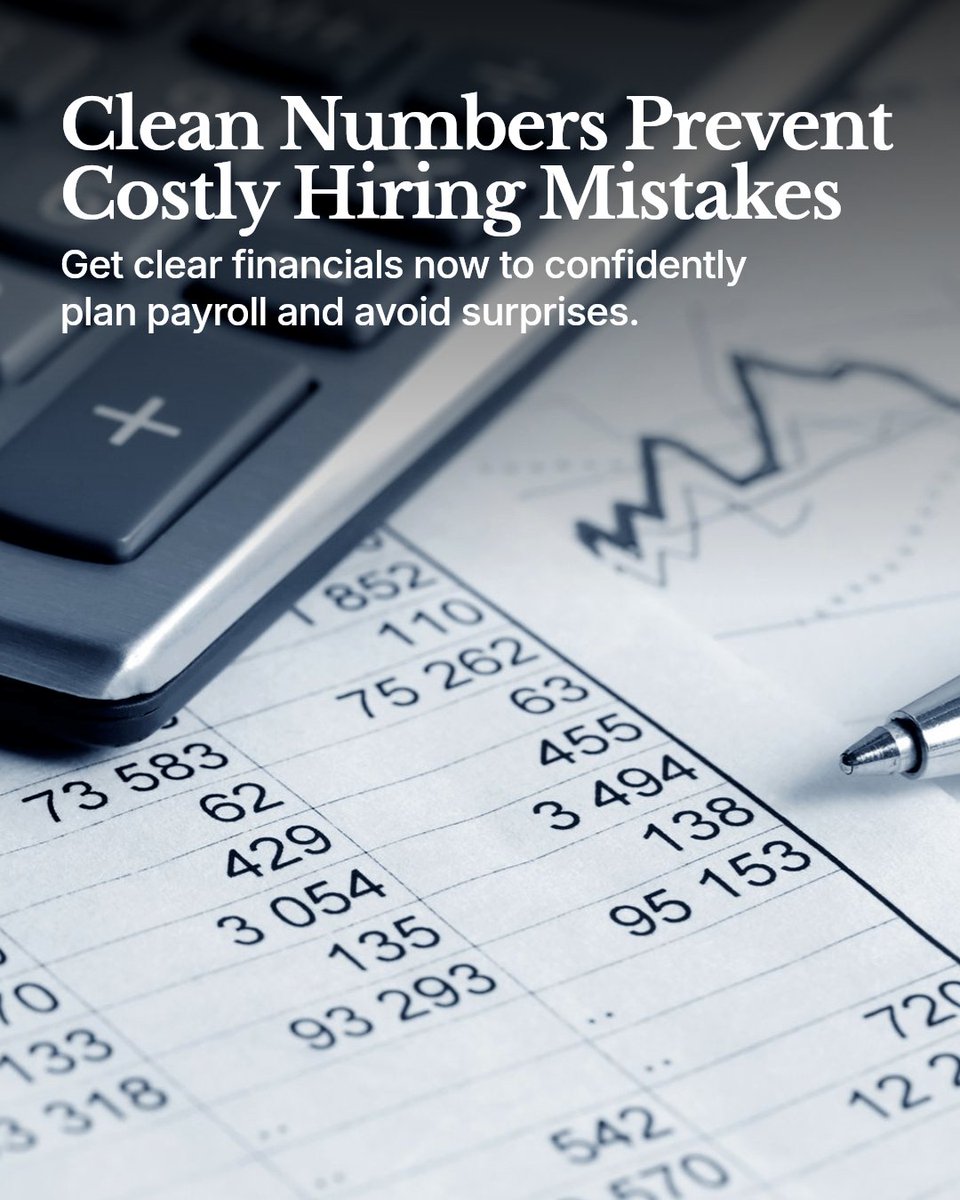MisicAccounting's tweet photo. What numbers do you need before hiring next?

Clean, decision-ready financials show your cash flow, payroll costs, and tax implications clearly. They help you avoid surprises and make confident hiring choices.

Focus on accuracy and timing. Your next hire depends on it. https://t.co/IScl4EsNRg