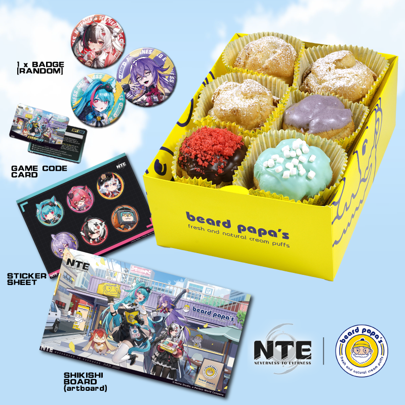 BeardPapasUSA's tweet photo. EverPuff is live! 💚🌹💜 Visit a Beard Papa’s Now! Start your collection.
Visit participating Beard Papa’s locations June 12th - July 13th to experience the collaboration, try all three character-inspired puffs, and receive exclusive merchandise while supplies last.

Enter now for a chance to win exclusive NTE (Neverness to Everness) merch: 👉 https://t.co/OVp8cwQbi5

⭐ FANS! See us at ANIME EXPO Los Angeles, CA July 2nd - July 5th (Food Booth #25) to get your NTE gift (w. purchase)

💜 MEET THE EVERPUFF “Manager for a Day” cosplayers at 
📍KATY TX on 6/13 (Noon-5p) 
📍LITTLE TOKYO LA, CA STORE on 7/5 (Noon-5p)
 
STORES: 
📸= social media mural 
🚀= IRL FAN EVENT!

Austin, TX 
Beaverton, OR (Portland metro)
Bloomington, MN (Mall of America)
Boston, MA (  Newbury St)
Cambridge, MA (CambridgeSide Mall)
Castro Valley, CA
Cerritos, CA 📸  
Charlotte, NC
Clovis, CA (Fresno)
Cupertino, CA
Flushing, NY
Gardena, CA
Glendale Galleria, Glendale, CA
Irvine, CA
Katy, TX 📸  [COSPLAY FAN EVENT 6/13 at Noon-5pm]
Koreatown LA, CA
Little Tokyo LA, CA  📸  [COSPLAY FAN EVENT 7/5 at Noon-5pm]
Lynwood WA
Monterey Park, CA
NYC FiDi 
NYC East Village 
NYC Midtown 
Pasadena, CA
Peachtree Corners, GA
Philadelphia, PA (Next to Chinatown Gate)
Plano, TX
Rancho Cucamonga, CA
Sawtelle LA , CA
San Diego, CA
San Mateo, CA
Spokane, WA
Sugarland, TX
Tempe, AZ  (ORDER ONLINE)
Tracy, CA

 #NevernessToEverness #beardpapas #gaming #anime #NTE