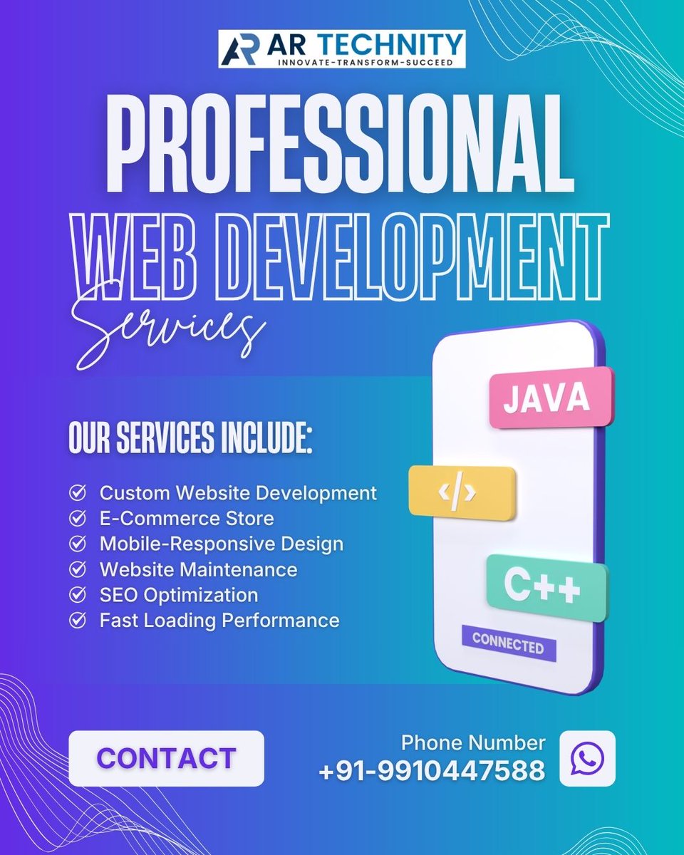 Artechnity's tweet photo. Transform your ideas into powerful websites with our professional web development services. Fast, responsive, secure, and built for growth.
#WebDevelopment #WebsiteDesign #WebDesign #ResponsiveWebsite #BusinessWebsite #DigitalSolutions #SEO #Ecommerce #ARTechnity #TechServices https://t.co/i3X8VohGoZ