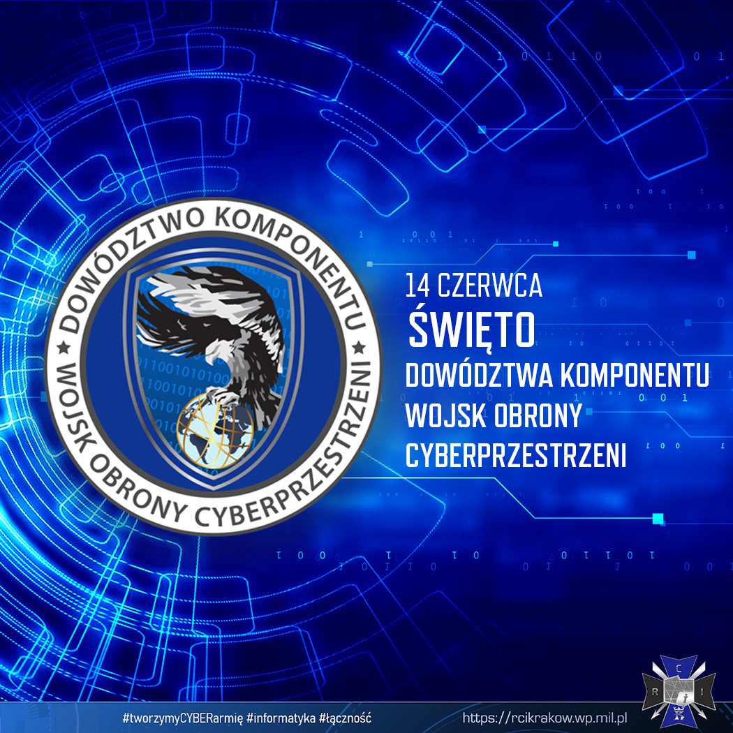 RCIKrakow's tweet photo. W dniu Święta @CyberWojska składamy żołnierzom i pracownikom #WOC najlepsze życzenia!💐
Niech profesjonalizm, zaangażowanie i konsekwencja w działaniu przynoszą kolejne sukcesy, a każdy dzień umacnia poczucie dobrze wypełnianej misji. 🇵🇱 
Wszystkiego najlepszego od @RCIKrakow! https://t.co/ZWRBD0H1Gn