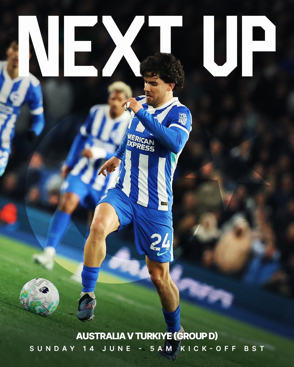 Ferdi in action underneath 'Next up' and above details of Turkiye's first fixture: Sunday 14 June, 5am KO BST, Australia. Good luck, Ferdi!