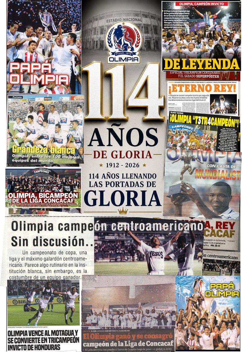carlosalexispr's tweet photo. Pocos clubes en el Mundo pueden presumir de haber conquistado prácticamente todo lo que era posible conquistar en su región. Es el caso de @CDOlimpia  👑🦁⚽:

🌎 𝐀 𝐧𝐢𝐯𝐞𝐥 𝐢𝐧𝐭𝐞𝐫𝐧𝐚𝐜𝐢𝐨𝐧𝐚𝐥:
🏆🏆2 veces Campeón de Norte, Centroamérica y el Caribe (CONCACAF) (1973 y 1988)
🏆🏆 2 veces Campeón de Centroamérica, el Caribe y Canadá (CONCACAF League 2017 y 2022)
🥇 Primer Campeón de Campeones de Centroamérica y México (1959)
👑 Pentacampeón Centroamericano (1987, 1989, 1990, 1999 y 2000)
🌍 Primero de Centroamérica que Clasificó a un Mundial de Clubes (2001)
🏟️🇲🇽 Único equipo centroamericano que ha ganado dos veces en el icónico Estadio Azteca (1988 y 2021, 2 visitas = 2 triunfos, 100% de efectividad)
🇭🇳🤝🇨🇷 Junto a Alajuelense, es el club centroamericano con más triunfos oficiales ante equipos mexicanos (10)
🛡️🏆3 veces Campeón internacional INVICTO (1989, 1999 y 2022)
🇨🇷🏆 5 veces ha sido campeón en Costa Rica (1959, 1987, 1988, 2017 y 2022)
✈️🇲🇽 Eliminó como visitante al Campeón de México (1985 y 1988) y al Campeón de la MLS 🇺🇸 (2020)
🐐🇦🇷 Derrotó a un Tricampeón del mundo y Hexacampeón de América: Boca Juniors (2006)
💥🇲🇽 Posee la mayor goleada de un club centroamericano sobre un club mexicano: 4-0 ante Pachuca (2001)

🛫 𝐑𝐞𝐠𝐢𝐬𝐭𝐫𝐚 𝐭𝐫𝐢𝐮𝐧𝐟𝐨𝐬 𝐞𝐧 𝐭𝐨𝐝𝐨𝐬 𝐥𝐨𝐬 𝐩𝐚í𝐬𝐞𝐬 𝐝𝐞 𝐥𝐚 𝐫𝐞𝐠𝐢ó𝐧 𝐪𝐮𝐞 𝐡𝐚 𝐯𝐢𝐬𝐢𝐭𝐚𝐝𝐨: 🌎⚽
🇨🇦 Canadá ✔️
🇺🇸 Estados Unidos ✔️
🇲🇽 México ✔️
🇧🇿 Belice ✔️
🇬🇹 Guatemala ✔️
🇸🇻 El Salvador ✔️
🇳🇮 Nicaragua ✔️
🇨🇷 Costa Rica ✔️
🇵🇦 Panamá ✔️
🇸🇷 Surinam ✔️
🇬🇾 Guyana ✔️
🇹🇹 Trinidad y Tobago ✔️

𝗔 𝗻𝗶𝘃𝗲𝗹 𝗻𝗮𝗰𝗶𝗼𝗻𝗮𝗹🇭🇳:
🥇 40 Ligas Nacionales
📜 8 Campeonatos Nacionales Pre-Liga
🏆 3 Copas
⭐ 3 Supercopas
✌️ 9 Bicampeonatos
3️⃣ 4 Tricampeonatos
4️⃣ 3 Tetracampeonatos
5️⃣ 1 Pentacampeonato (época amateur)
👑👑👑👑👑 5 Campeonísimos
🛡️⚽ 2 Campeonatos INVICTOS
🧹 Barre la serie histórica ante todos sus rivales nacionales, sosteniendo el récord Mundial de "clásicos" más desiguales del planeta Tierra 🌎

𝟏𝟏𝟒 𝐀Ñ𝐎𝐒 𝐃𝐄 𝐆𝐋𝐎𝐑𝐈𝐎𝐒𝐀 𝐇𝐈𝐒𝐓𝐎𝐑𝐈𝐀!!!
... felicidades @CDOlimpia de mi vida!!!