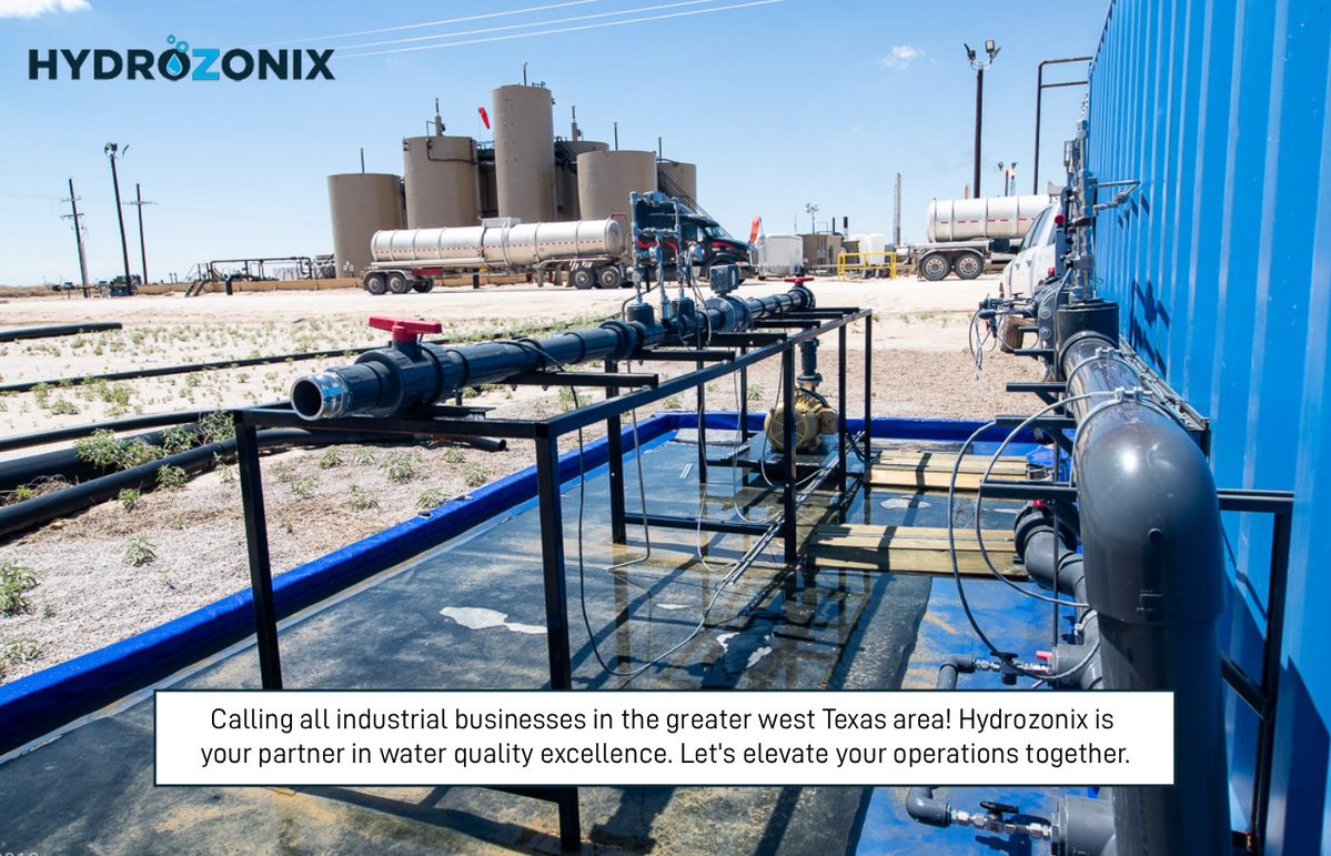 Hydrozonix_TX's tweet photo. Calling all industrial businesses in the greater west Texas area! Hydrozonix is your partner in water quality excellence. Let's elevate your operations together. https://t.co/rkxVxFIOP9  #WaterManagementTexas #WaterQualityManagement #WaterManagementCompany https://t.co/6DusX1hTnR