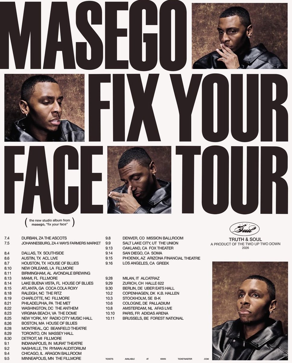 TatianaSnead's tweet photo. Masego tix just went live 🔥 sidebar: i love how the r&amp;b men leaning into all these brown tones this year.

https://t.co/JCTFLAzOKD https://t.co/uvZ4u98qZe