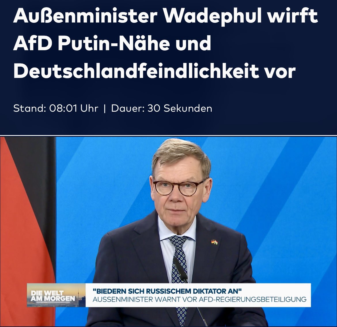 at_michii's tweet photo. Der AfD wird fortwährend eine Nähe zu Putin vorgeworfen. Ich werfe Außenminister Wadephul und der Bundesregierung dagegen eine bedingungslose Nähe zu Selenskyj sowie die Missachtung deutscher Interessen vor. Wer politische Nähe kritisiert, sollte bei sich selbst beginnen. https://t.co/to8M3TxJRS