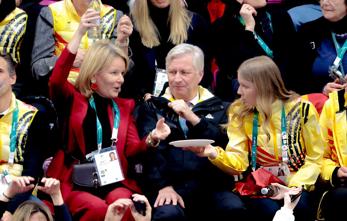 royalchildren_'s tweet photo. #KingPhilippe #QueenMathilde and #PrincessEleonore of Belgium support the Belgian athletes during the Short Track - Speed Skating events on day fourteen of the Milano Cortina 2026 Winter Olympic Games, at the Milano Ice Skating Arena in Milan, Italy 🇮🇹⛸️ -February 20th 2026. https://t.co/zof4HHaIn8