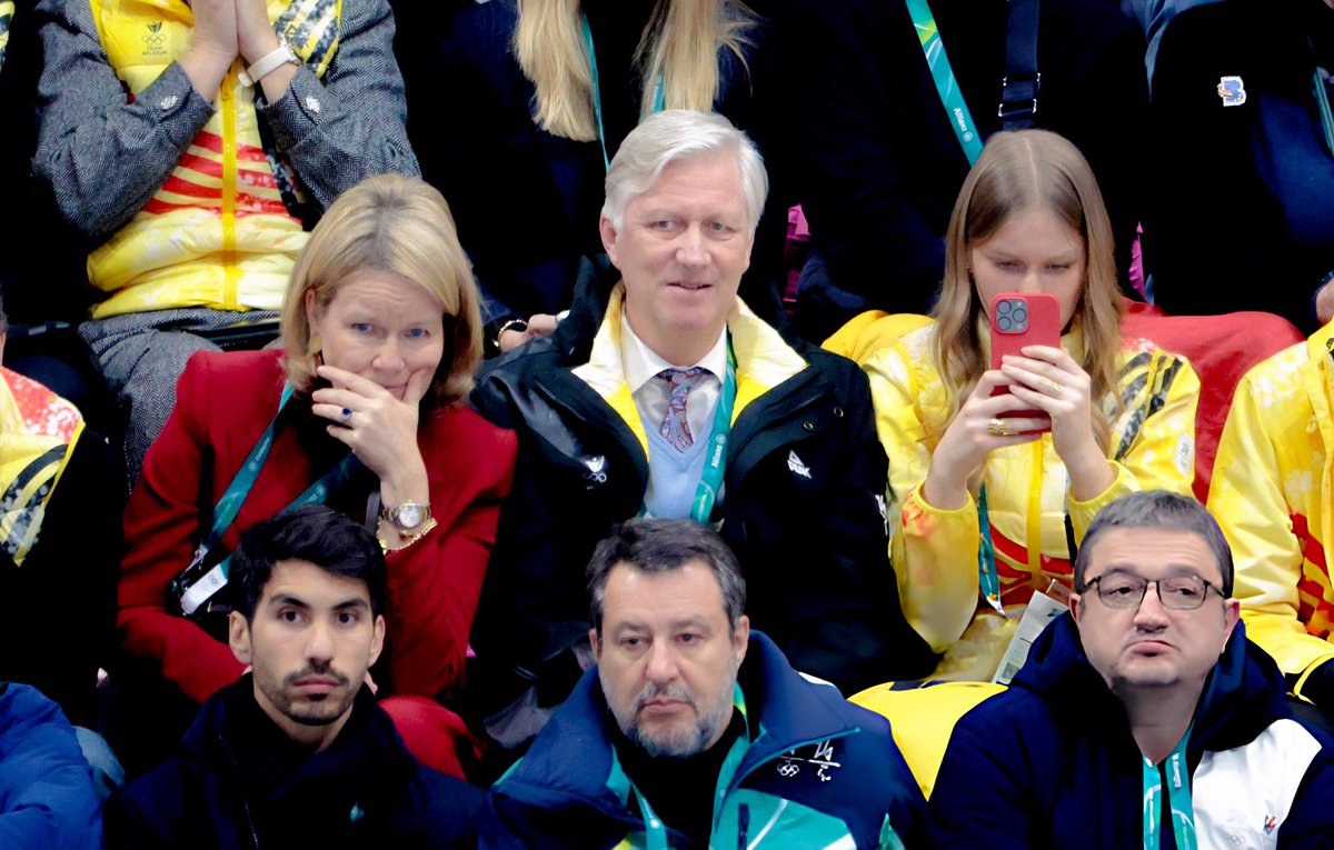 royalchildren_'s tweet photo. #KingPhilippe #QueenMathilde and #PrincessEleonore of Belgium support the Belgian athletes during the Short Track - Speed Skating events on day fourteen of the Milano Cortina 2026 Winter Olympic Games, at the Milano Ice Skating Arena in Milan, Italy 🇮🇹⛸️ -February 20th 2026. https://t.co/zof4HHaIn8