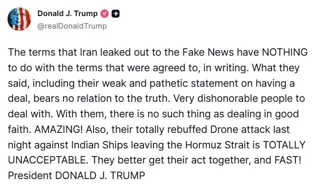 DefenceDeskHQ's tweet photo. US President claims that Iran used drones to attack the Indian vessels leaving the strait of harmuz. Wonder which Ships he is talking about ...

(2/n) https://t.co/7yOWBP1T9m
