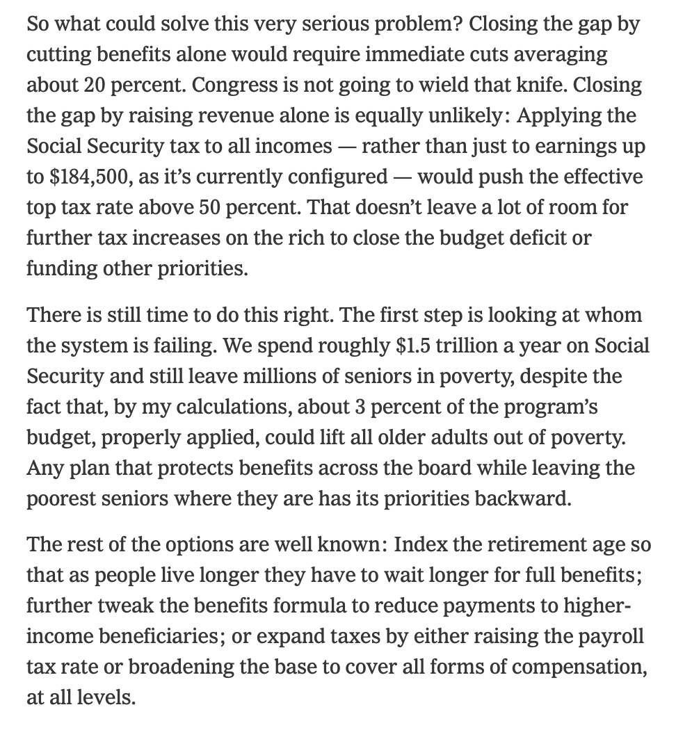 RichardHanania's tweet photo. Here's an incredible stat: you could pay to lift all seniors out of poverty with only 3% of the budget for Social Security.

This program is going to destroy the prospects of future generations because we're shoveling endless amounts of money to old people who don't need it. https://t.co/gvQ8nT6Lfo