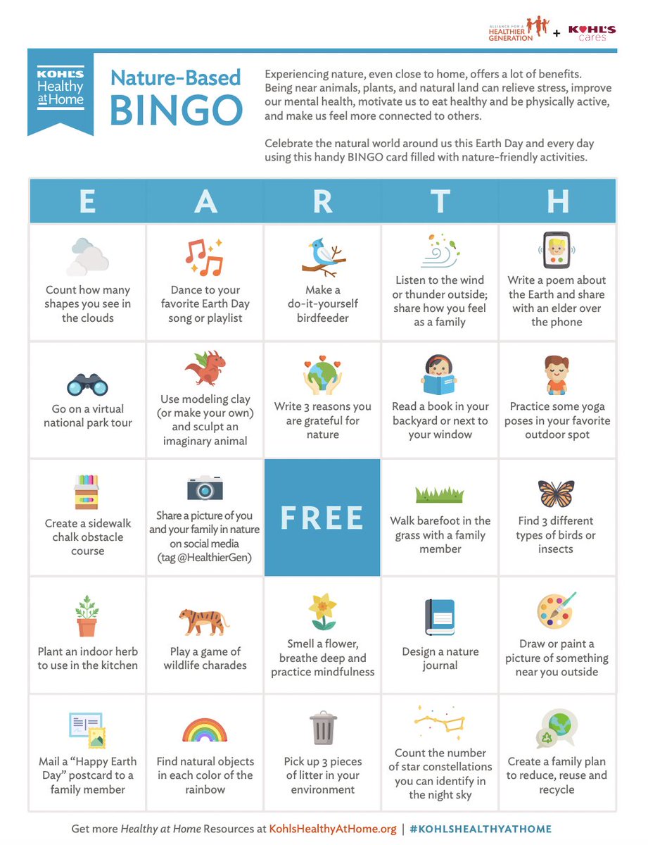 HealthierGen's tweet photo. Celebrate #GetOutdoorsDay with a round of nature bingo! 🌸 🌿 🐛 Download here: https://t.co/dbrGBV5IbG https://t.co/q1HeGbwowT