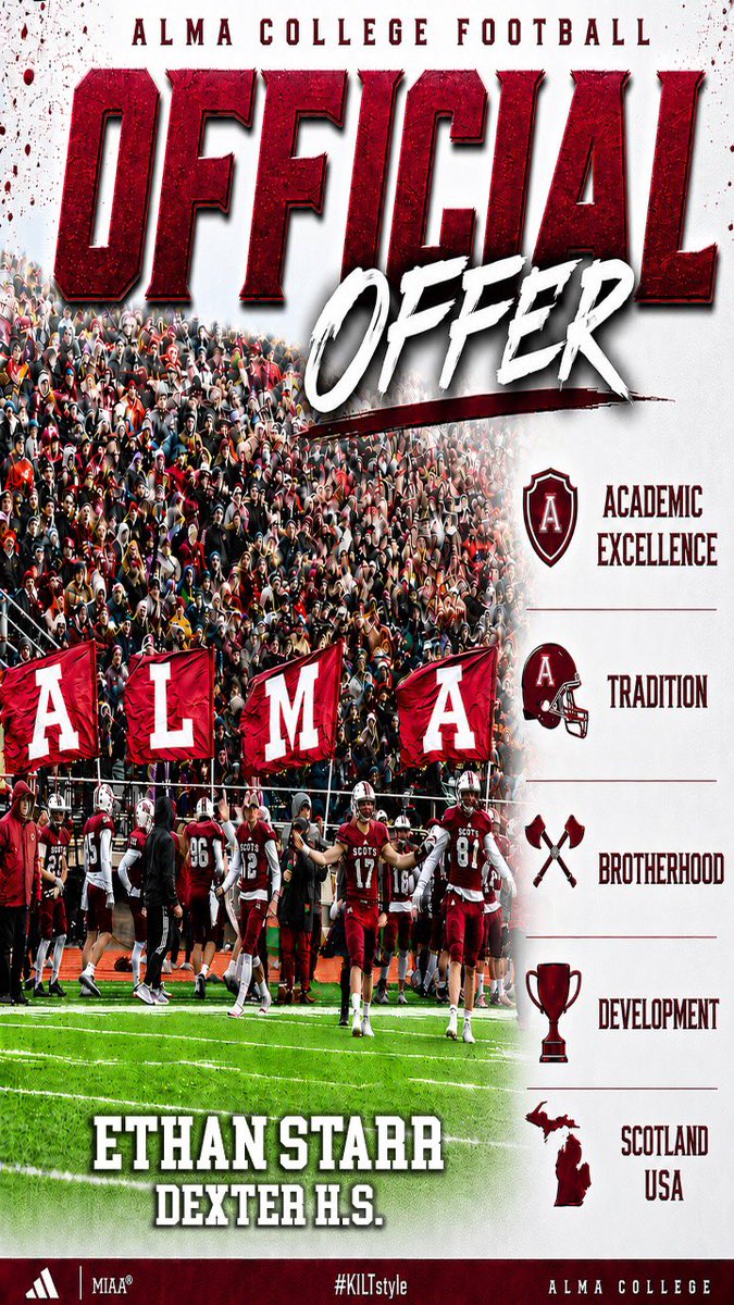 starr71605's tweet photo. I’m am excited and blessed to say I have received a offer from ALMA college I want to thank the whole coaching staff @Ryan_Ettinger1 @Coach_OGara 
@AllenTrieu @PrepRedzoneNext @MichFBFrenzy @On3 @sixstarfootball @statechampsmich @CoachRSchwartz @AndrewBabyroo31 
@CoachCouchAlma https://t.co/hfBuD23nBn