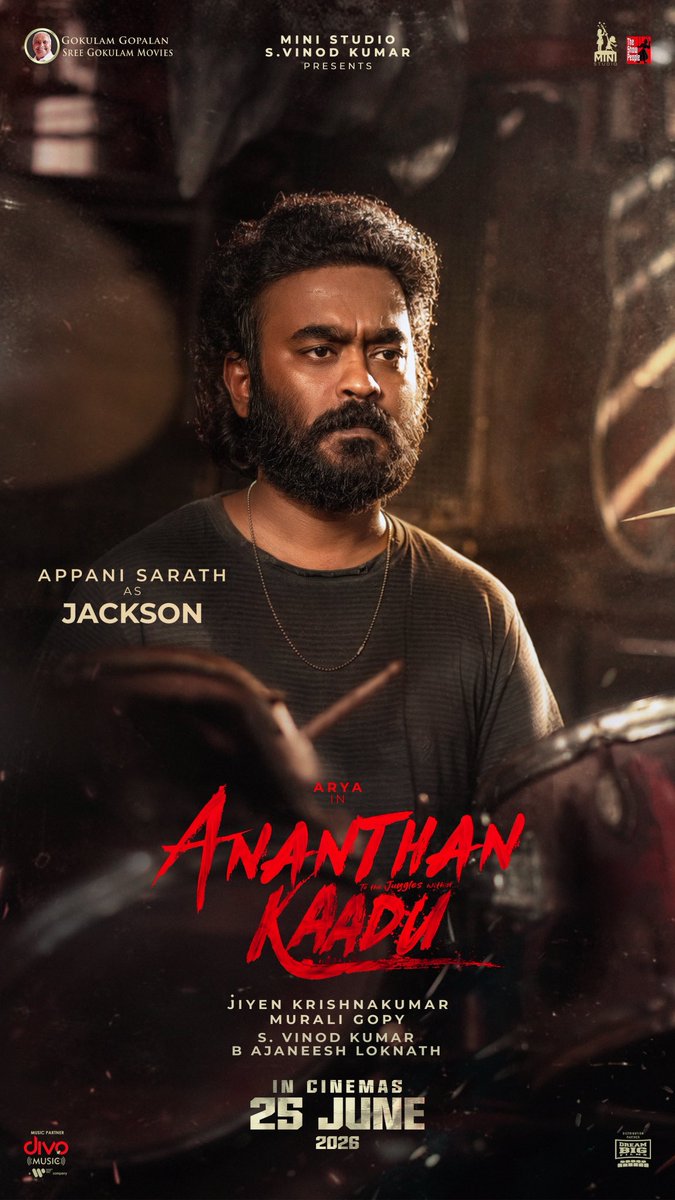 arya_offl's tweet photo. 'Ananthan Kaadu' Character Poster 5:

Appani Sarath as Jackson in #Ananthankaadu
🔥🔥

A film by @JiyenKrishna
Written by #MuraliGopy 
Produced by @vinod_offl

@ministudiosllp @AJANEESHB @aditi1231 @stuntsaravanan @dopyuva @divomusicindia @RIAZtheboss @ParasRiazAhmed1
@GokulamGopalan #Krishnamoorthy
#BaijuGopalan #VCPraveen
@GokulamMovies @sgmproduction 
@DreamBig_film_s @jsujithnair