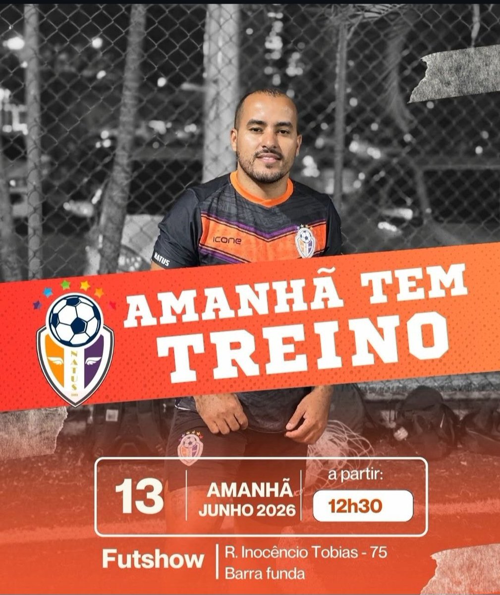 natus_fc's tweet photo. Amanhã tem Brasil em campo, mas antes da Selecão entrar em acão, a nossa convocacão está marcada!
Então, cola no treino de amanhã!

Dia: 13/06
Valor avulso: 40,00
a partir das 12h30
Local: FutShow - Rua Inocêncio Tobias. 75 - Barra Funda.
Vem jogar com a gente!
#NatusFC #Fut7 🏳️‍🌈 https://t.co/RMJ4Tu4bsq