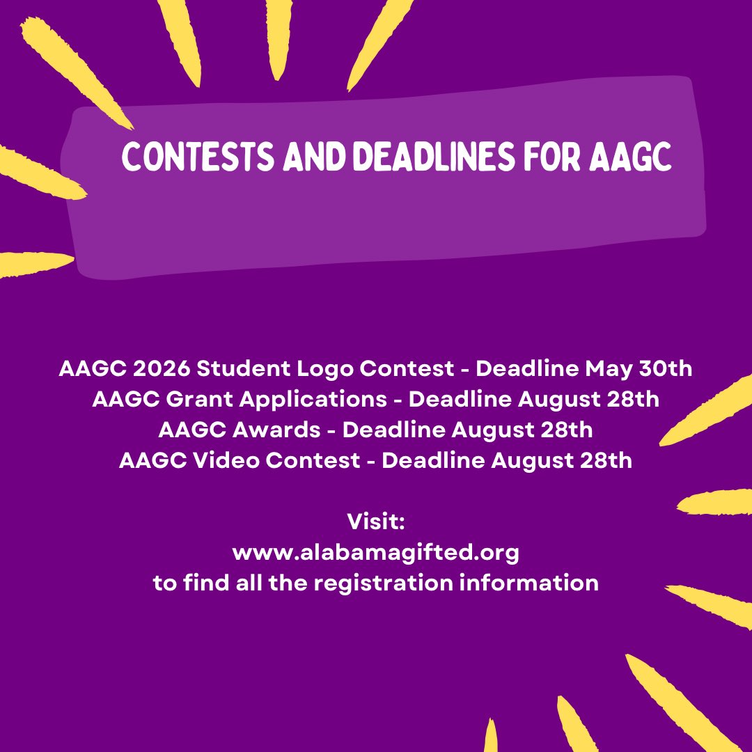 alabamagifted's tweet photo. Our logo contest has ended, but check out the grant applications, awards and video contest. 
https://t.co/DP8kfgOeX5 https://t.co/WTa9V6vNog