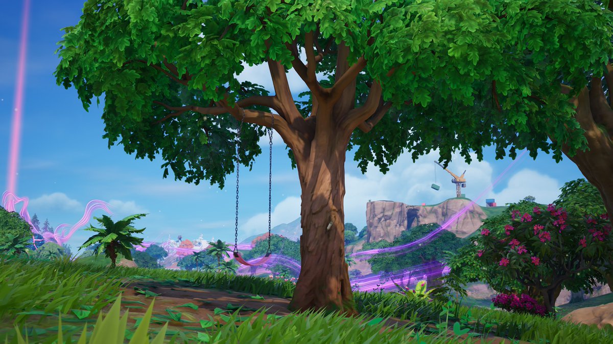 FN_Assist's tweet photo. The Olivia Rodrigo x #Fortnite teaser is NOW in-game!

The tree can be found southeast of Sinister Strip, and features the same swing and knife carving as the tree from her album covers! https://t.co/UoVhGJqxG9