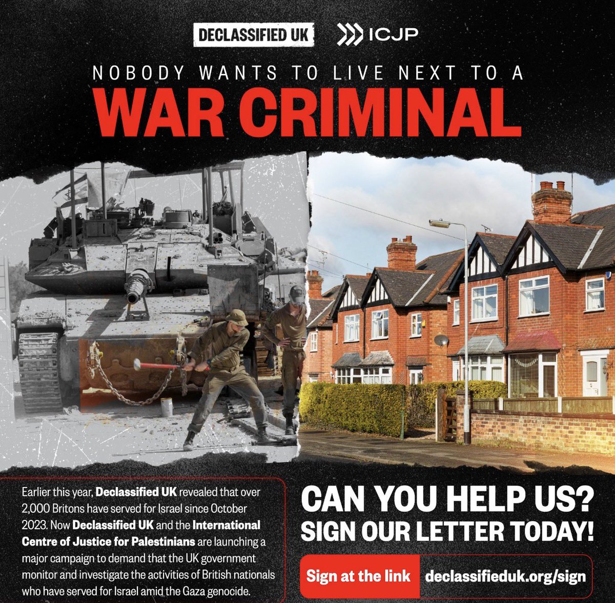 declassifiedUK's tweet photo. Join over 23,000 people who have signed our petition calling on the government to investigate the activities of UK nationals who have served for Israel amid the Gaza genocide.  

Add your name here:
👉 https://t.co/2qio0qofyD https://t.co/A9GR19MN6u