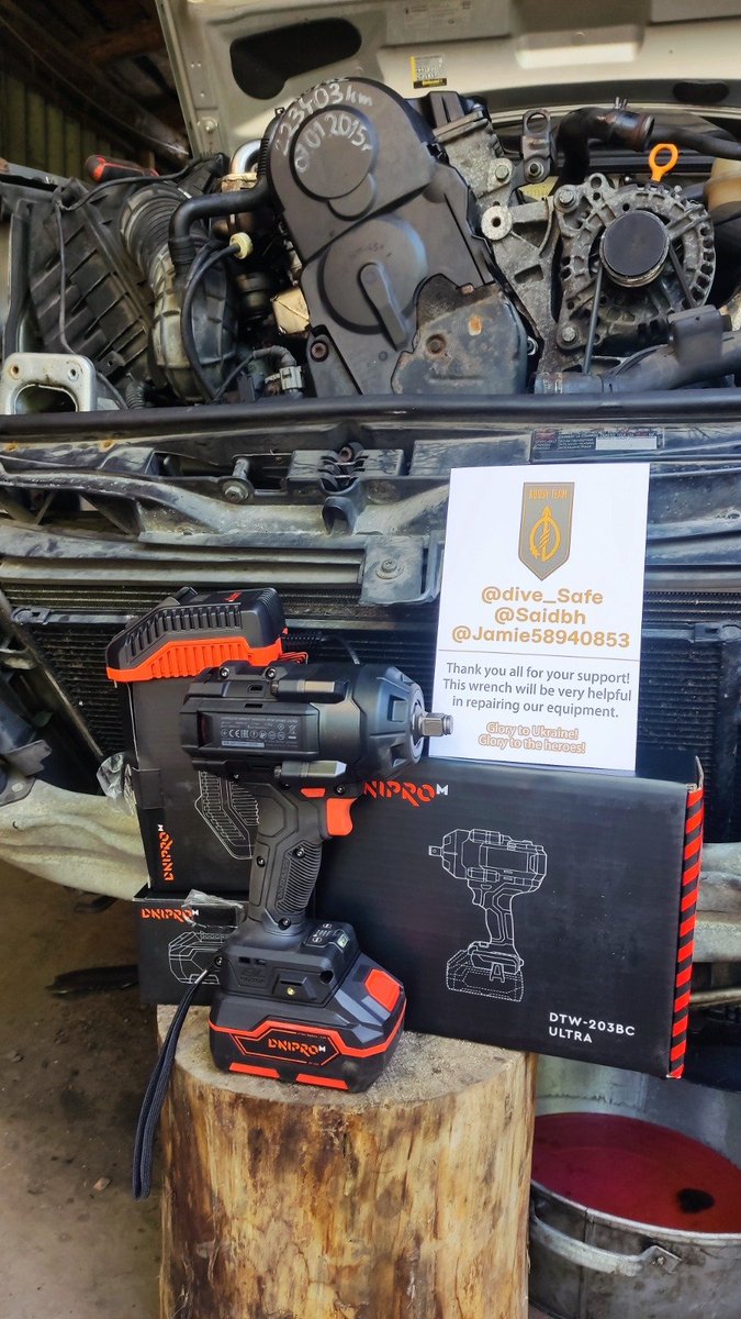 Hannuska2109's tweet photo. A huge thank you to @Dive_Safe, @SaidbhOLeary & @Jamie58940853 for the impact driver, charger and battery. Video to follow.

The lads received the welder this morning and, as you can see, as usual everything is surrounded by explosives. No pressure then. 😅

However, this makes the CO₂ bottle, valves and welding wire even more urgent. I have been away and did not have time to push it properly.

Anyone who can help, please do — or at least share.