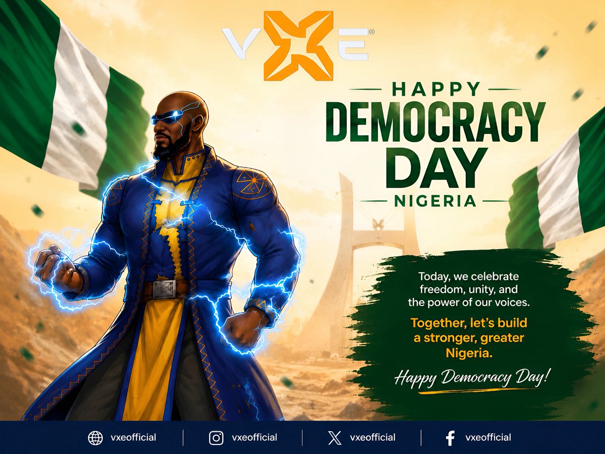 vxestudios_'s tweet photo. 🇳🇬 Freedom. Unity. Progress.

Today, we celebrate the power of our voices and the future we’re building together.

Happy Democracy Day, Nigeria!

⚡ And the countdown begins… 
🎬 Zaaminar: The Storm That Remembers — Season 1, Episode 1 premieres on June 28, just 16 days away.

#DemocracyDay #June12 #nigeria #vortexuniverse #zaaminar