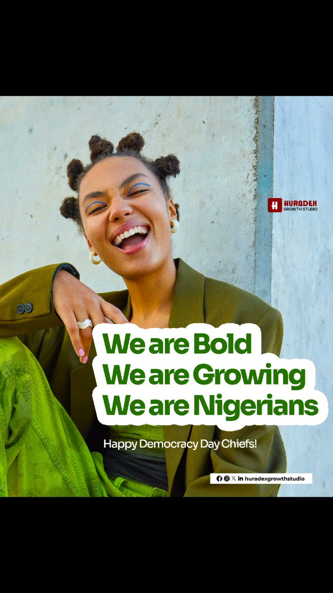 huradex's tweet photo. Bold minds.
Growing together.
Proudly Nigerian. 
Happy Democracy Day Chiefs 🇳🇬
Let's keep building.

Huradex Growth Studio .

#nigeria #democracy #growth #behuradex https://t.co/mGcjsQmXFR