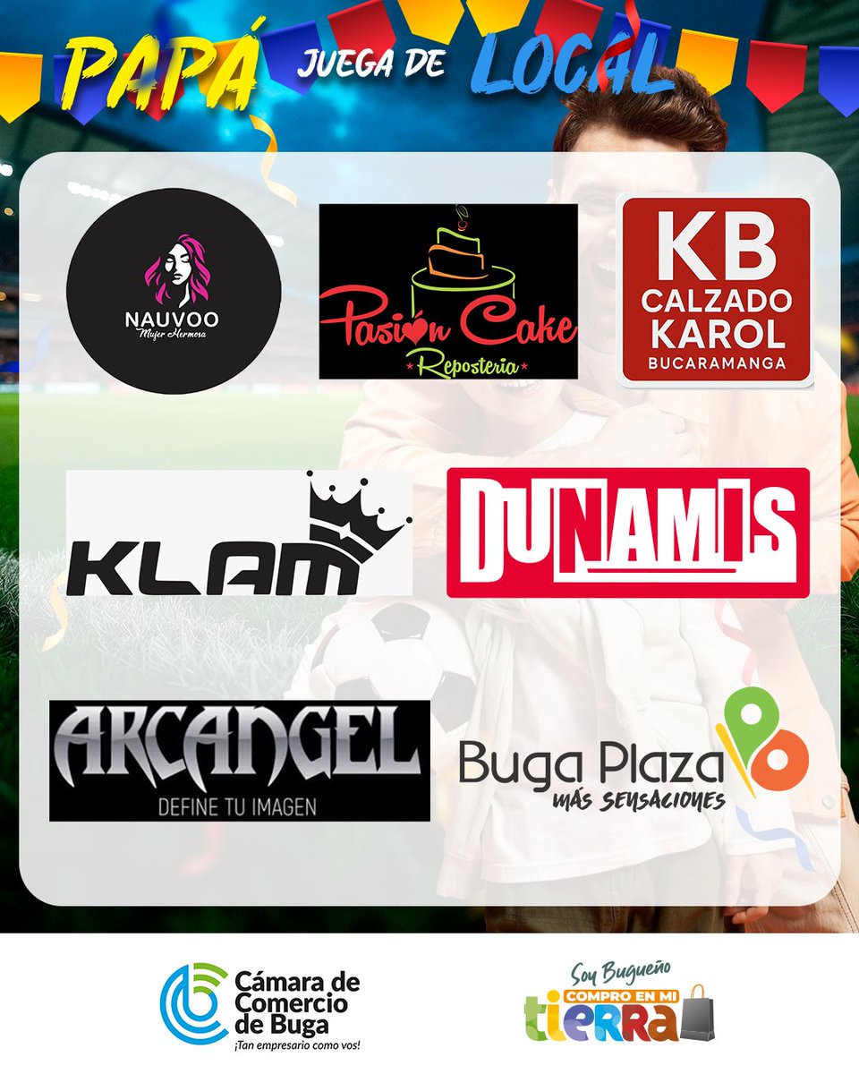 camarabuga's tweet photo. 👔⚽ Papá juega de local en Buga

Este Día del Padre, encuentra ese detalle especial que hará sonreír al capitán de la casa.

Moda, tecnología, accesorios, experiencias y mucho más te esperan en los comercios de nuestra ciudad.

Apoya a los empresarios bugueños y celebra a papá comprando local.

🛍️ La mejor jugada está en Buga.

#CCBuga #PapaJuegaDeLocal #CompraLocal #Buga
