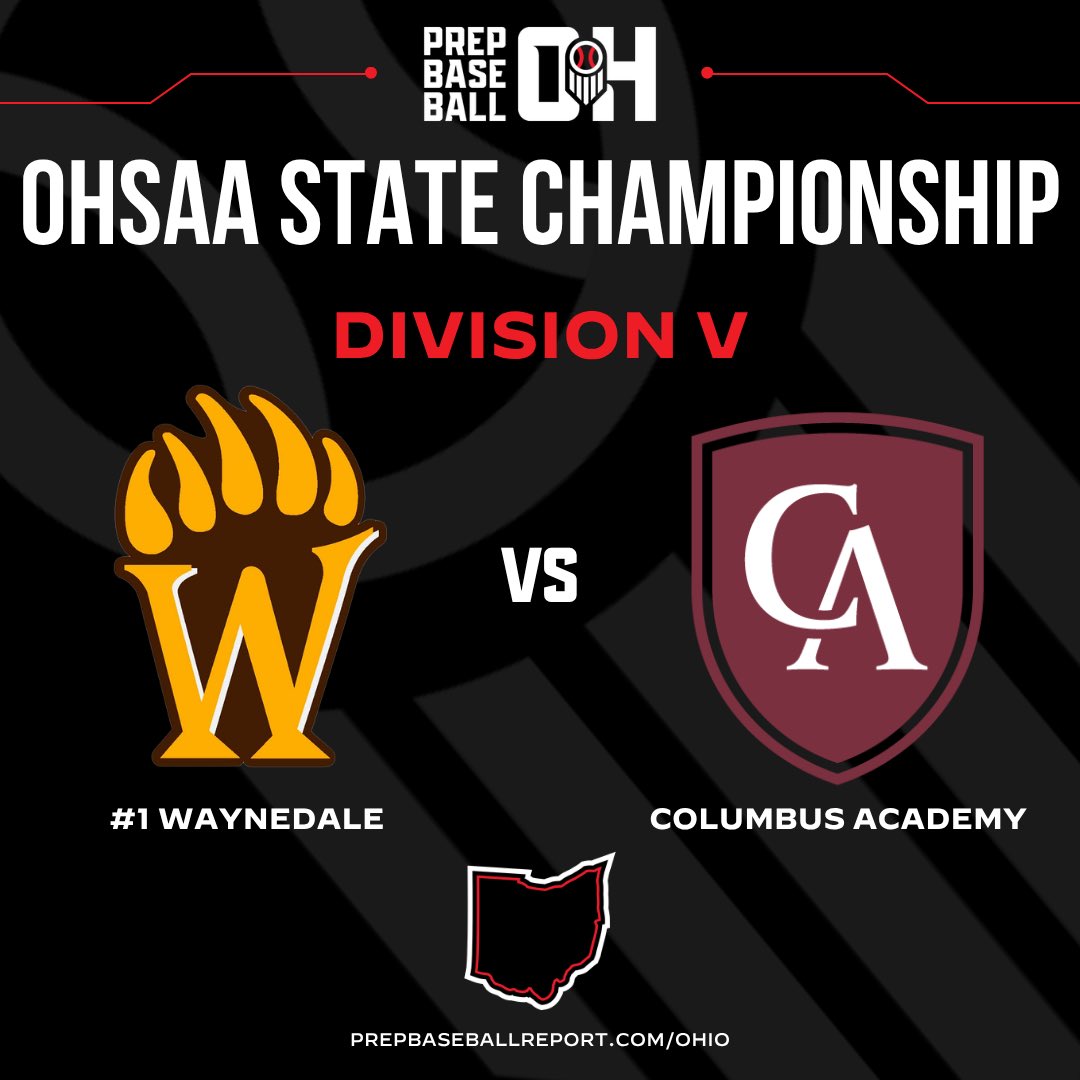 PrepBaseballOH's tweet photo. 🏆🥇💍 4 champions will be crowned today‼️

Division I State Championship:
#4 @bigmoebaseball (25-6) vs #3 @StXBall (26-5)

Division III State Championship:
#1 @BadinBaseball (29-3) vs #2 @WattersonBB (27-3)

Division V State Championship:
#1 @WaynedaleBSB (29-3) vs @CABaseballTeam (17-16)

Division VI State Championship:
#2 @HilandBaseball (25-4) vs #4 @lccsHARDBALL (24-4-1)

Ohio HS Final Four Preview:
🔗👉 https://t.co/TmW9jVyH3B

#RoadToAkron #OHHS26 #MadeInOhio #BeSeen @PrepBaseball @OHSBCAwebmaster @OHSAASports