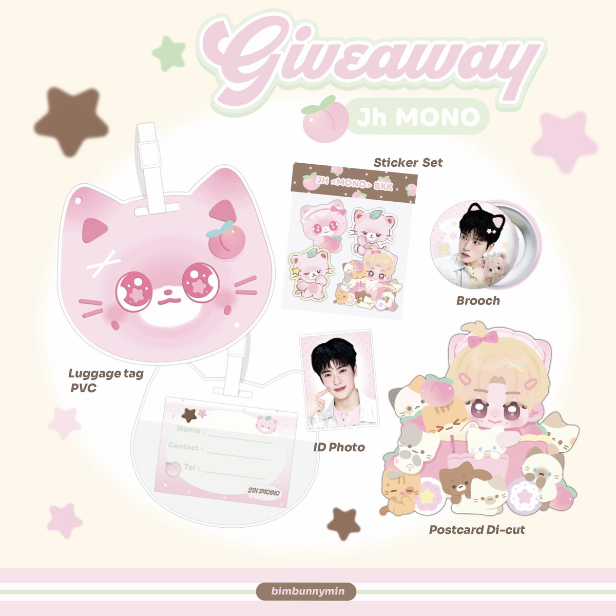 bimbunnymin's tweet photo. pls kindly rt
Giveaway   🐈🍑
           JH meow gang (｡◠‿◠｡) 

     ᜊ meow gang 55 set 
     ᜊ luggage tag 42 set for followers 

🤎🍓 28/06  time : tba  
pls rt &amp; show this tweet 
#JAEHYUN_MONO
#JAEHYUN_MONO_BANGKOK https://t.co/rBjgB7Dr33